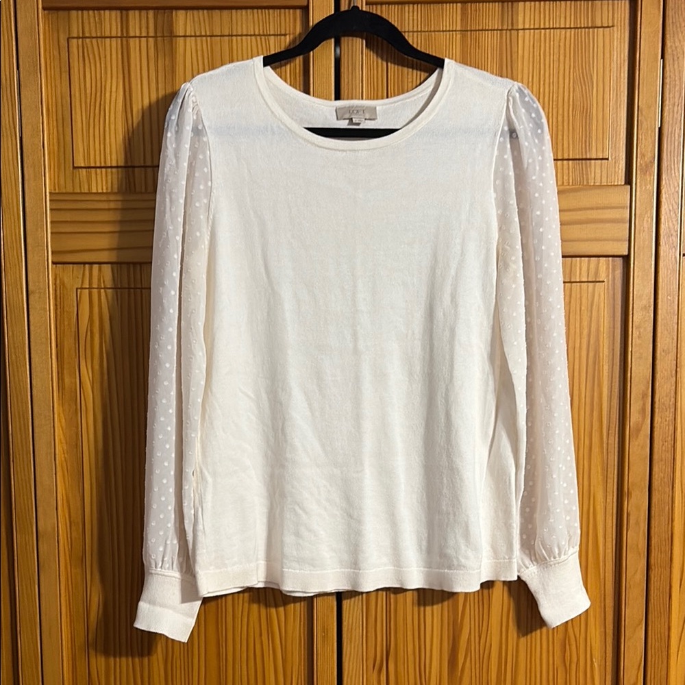 LOFT White Long Sleeve Relaxed Blouse